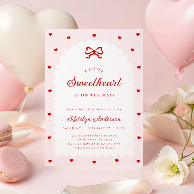 Pink Little Sweetheart Bow Baby Shower Invitation Einladung (Von Creator hochgeladen)