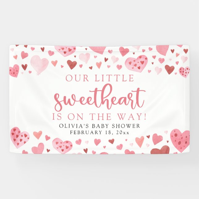 Pink Little Sweetheart Valentine's Day Babydusche Banner (Horizontal)