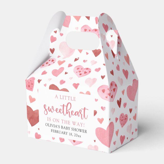 Pink Little Sweetheart Valentine's Day Babydusche Geschenkschachtel (Vorderseite)