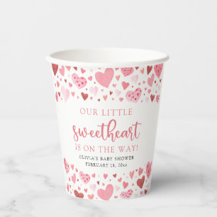 Pink Little Sweetheart Valentine's Day Babydusche Pappbecher