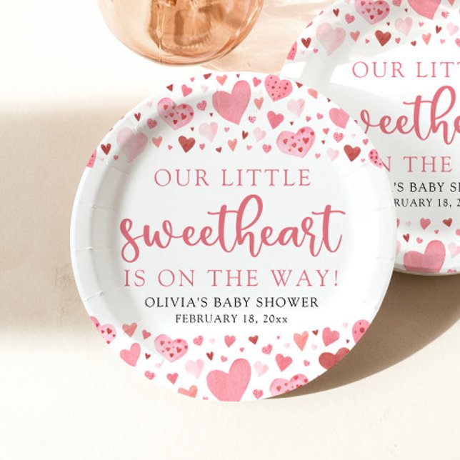 Pink Little Sweetheart Valentine's Day Babydusche Pappteller (Von Creator hochgeladen)