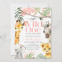 Pink Little Wild One Safari Jungle Baby Shower