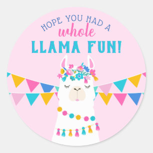 Pink Llama Fun Geburtstag Vielen Dank für Ihre Un Runder Aufkleber