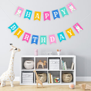 Pink Llama Happy Birthday Party Wimpelkette