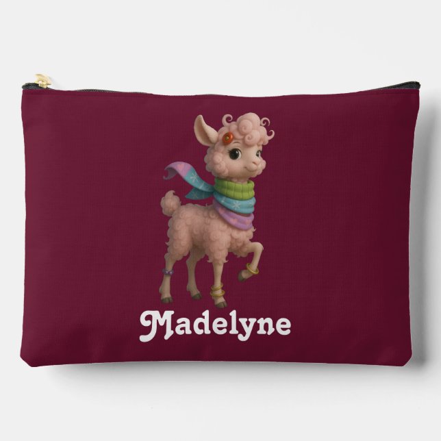 Pink Llama Muster perzonisiert Zubehörtasche (Vorderseite)