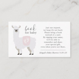 Pink Llama Polka Dot Book Request Baby Dusche Begleitkarte
