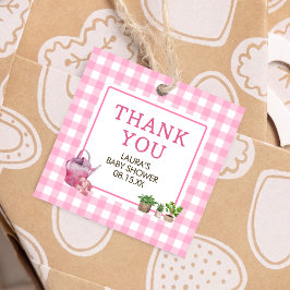 Pink Locally Grown Baby Shower Square Geschenkanhänger