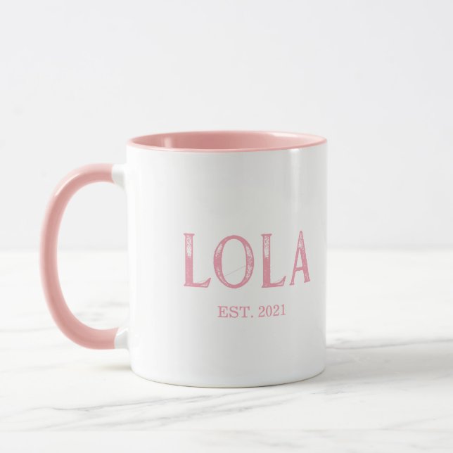 Pink Lola Jahr etabliert Tasse (Links)