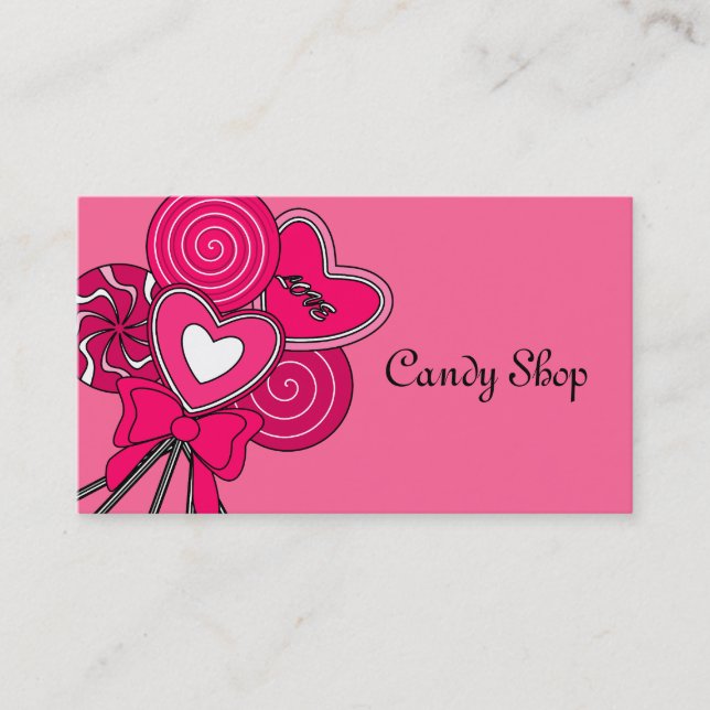 Pink Lollipop Candy Shop Bakery Business Card Visitenkarte (Vorderseite)