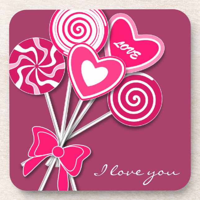 Pink Lollipop Cork Coster Untersetzer (Vorderseite)