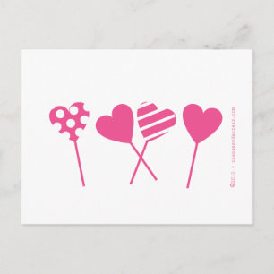 Pink Lollipop Hearts Postcard Postkarte