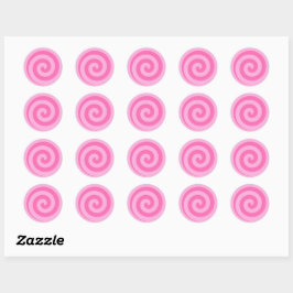 Pink Lollipop Swirl Circle Stickers