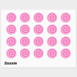Pink Lollipop Swirl Circle Stickers