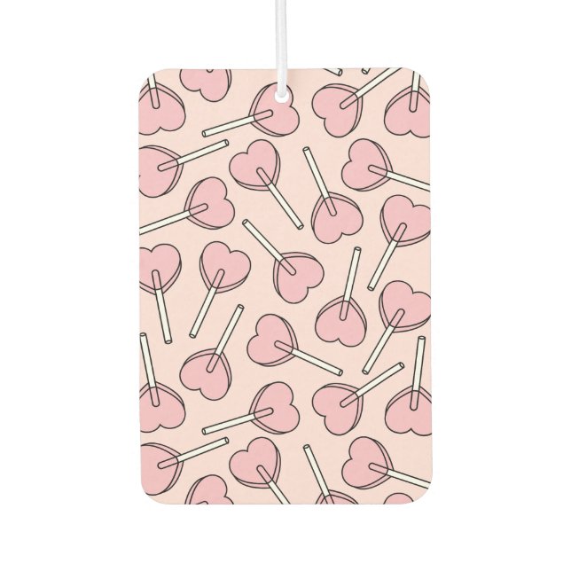 Pink Lollipops, Heart Lollipops, Lollipop Pattern Autolufterfrischer (Vorderseite)