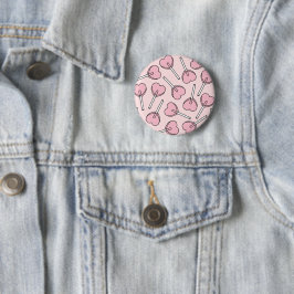Pink Lollipops, Heart Lollipops, Lollipop Pattern Button