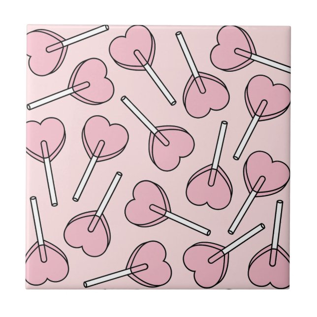 Pink Lollipops, Heart Lollipops, Lollipop Pattern Fliese (Vorderseite)