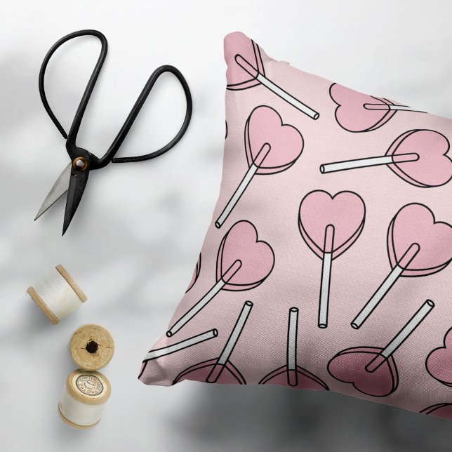 Pink Lollipops, Heart Lollipops, Lollipop Pattern Kissenbezug (Von Creator hochgeladen)