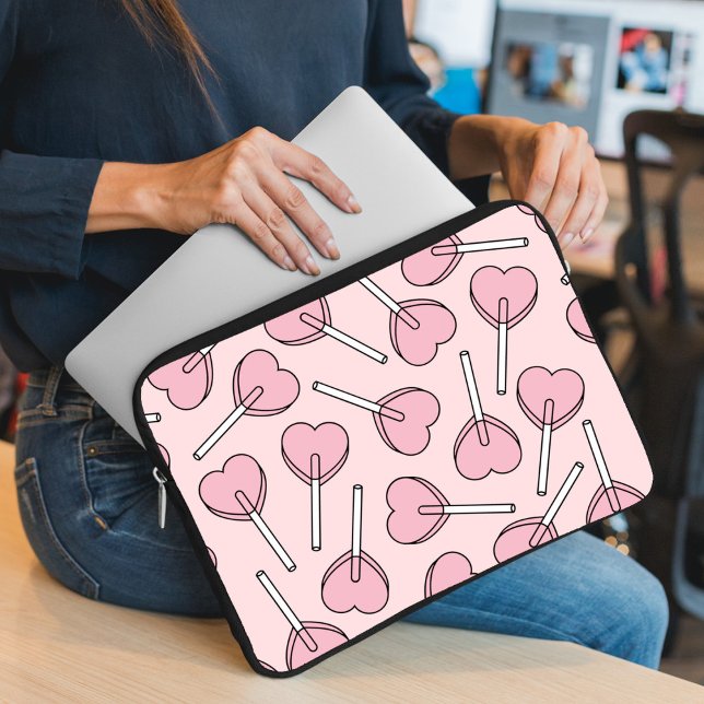 Pink Lollipops, Heart Lollipops, Lollipop Pattern Laptopschutzhülle (Von Creator hochgeladen)