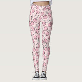 Pink Lollipops, Heart Lollipops, Lollipop Pattern Leggings