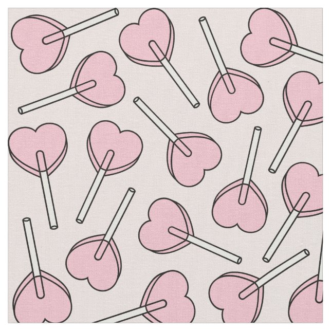 Pink Lollipops, Heart Lollipops, Lollipop Pattern Stoff (Nahaufnahme)
