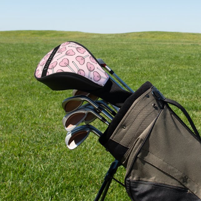 Pink Lollipops, Heart Lollipops, Lolly, Your Name Golf Headcover (In SItu)