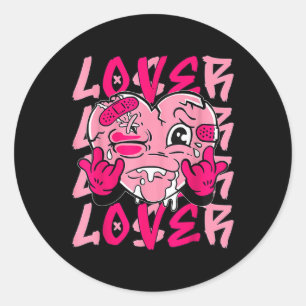 Pink Loser Lover Pink Tropfen Herzklopfen T-Shirt  Runder Aufkleber