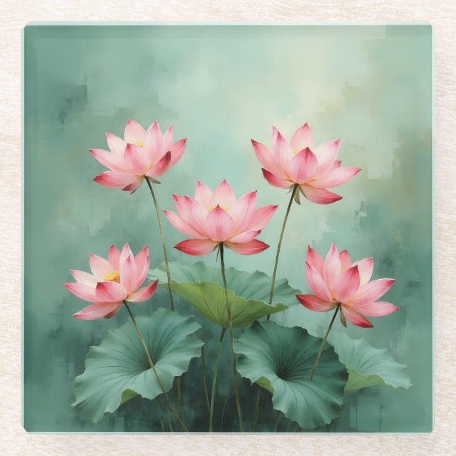 Pink Lotus Artwork  Glasuntersetzer (Vorderseite)