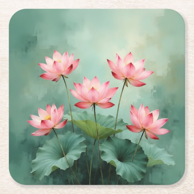 Pink Lotus Artwork  Rechteckiger Pappuntersetzer (Vorderseite)