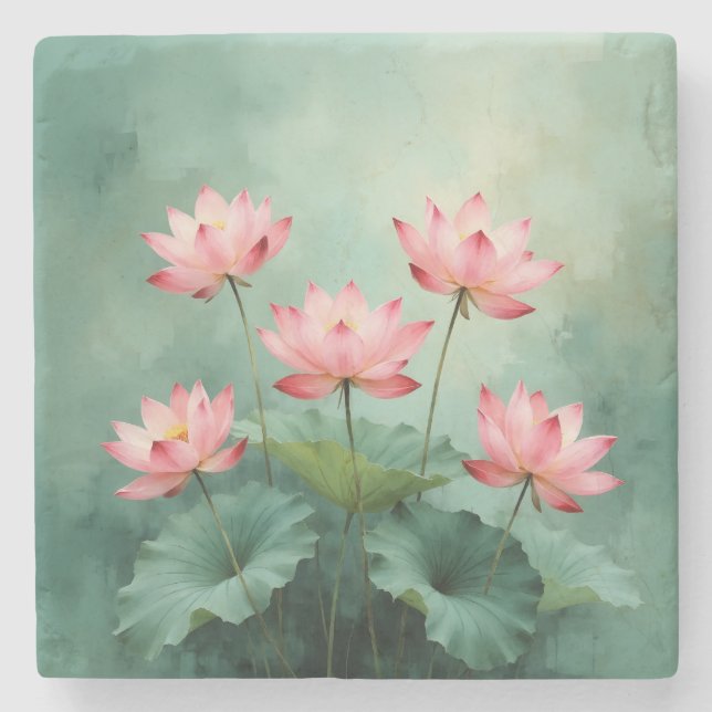 Pink Lotus Artwork  Steinuntersetzer (Vorderseite)