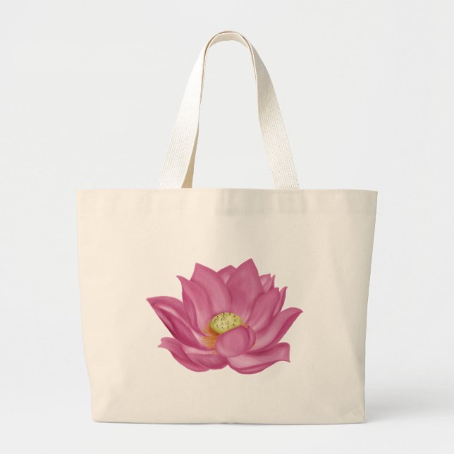 Pink Lotus Blossom Illustration Jumbo Stoffbeutel (Vorne)