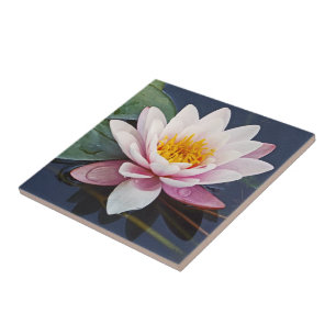 "PINK LOTUS BLOSSOM MIT WASSERTROPFEN AUF PETALEN FLIESE