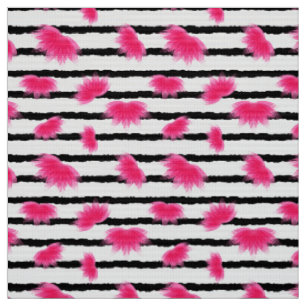 Pink Lotus Blume Muster mit schwarzen Streifen Stoff
