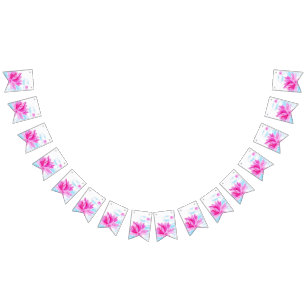 Pink Lotus Blume Wasserfarbene Malerei Liebhaber Wimpelkette