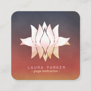 Pink Lotus Blume Yoga Instructor Wasserfarbe Quadratische Visitenkarte