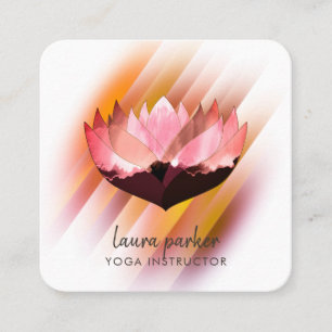 Pink Lotus Blume Yoga Instructor Zen Art Quadratische Visitenkarte