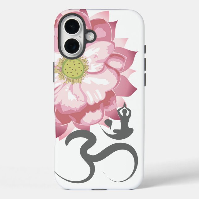 Pink Lotus Blume Yoga & Zen Calligraphy Om Om Case-Mate iPhone Hülle (Rückseite)