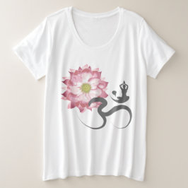 Pink Lotus Blume Yoga & Zen Calligraphy Om Om Große Größe T-Shirt
