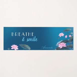 Pink Lotus Floral ACHTUNG Name Dark Blue Y Yogamatte