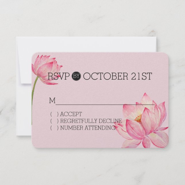 Pink Lotus Floral UAWG RSVP Karte (Vorderseite)