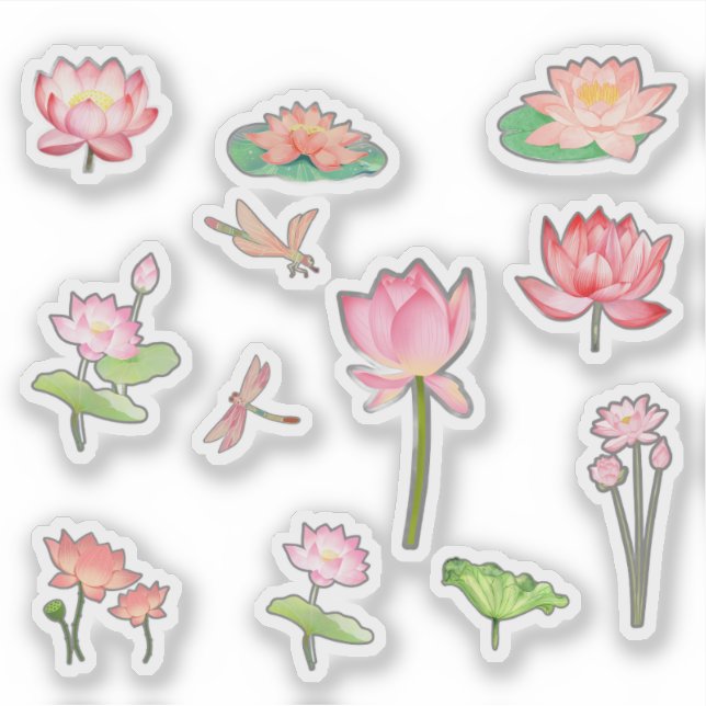 Pink Lotus Flower Stickers Aufkleber (Vorderseite)