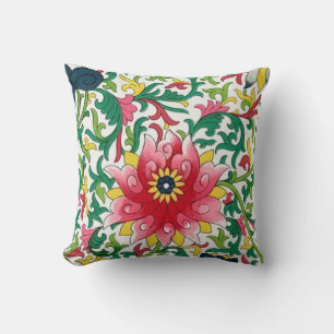 Pink Lotus Garten Chinoiserie Botanical Kissen