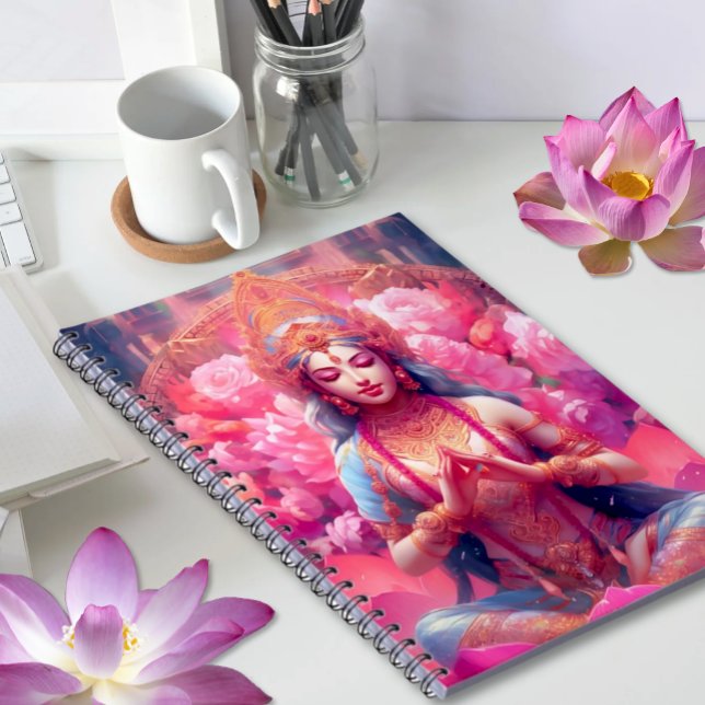 Pink Lotus Goddess of Prosperity - Lakshmi Notizblock (Notebook with Pink Lotus Goddess of Prosperity Hindu Diety Lakshmi)