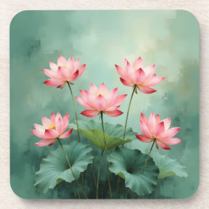 Pink Lotus Kunstwerk Getränkeuntersetzer