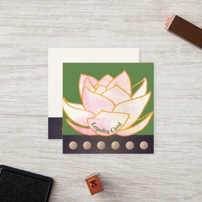 Pink Lotus Mandala 6 Punch Loyalität Treuekarte (Vorderseite/Rückseite Beispiel)