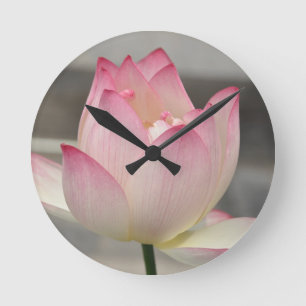 Pink Lotus Runde Wanduhr