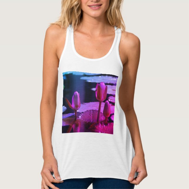 Pink Lotus Wasserlilie Tank Oben Top (Vorderseite)