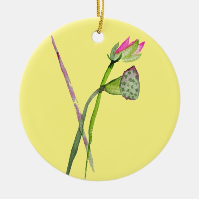 Pink Lotus Zen Blume Buddhistische Kunst Keramikornament (Vorne)