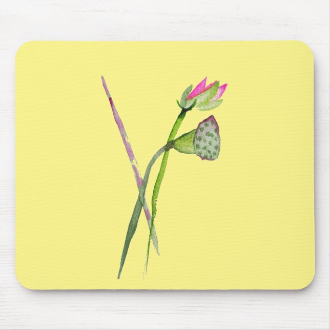 Pink Lotus Zen Blume Buddhistische Kunst Mousepad (Vorne)