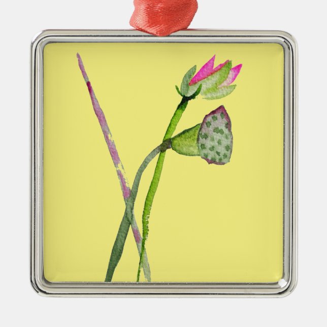 Pink Lotus Zen Blume Buddhistische Kunst Ornament Aus Metall (Vorne)