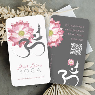 Pink Lotusblume Spiritueller Yoga-Lehrer Om-Symbol Visitenkarte